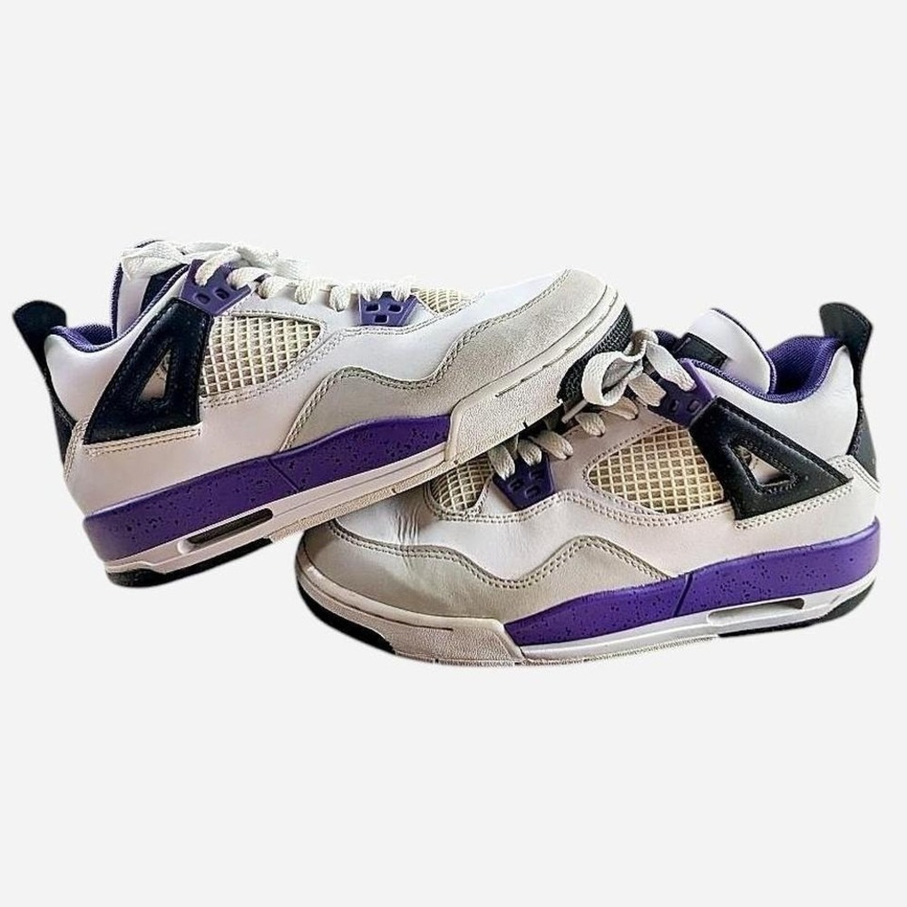 Nike Jordans Retro 4 GS size 5Y Kids purple‎ ultraviolet gray white black w/box